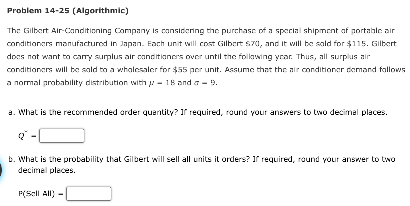 LABEL ANSWERS Problem 14-25 (Algorithmic) The