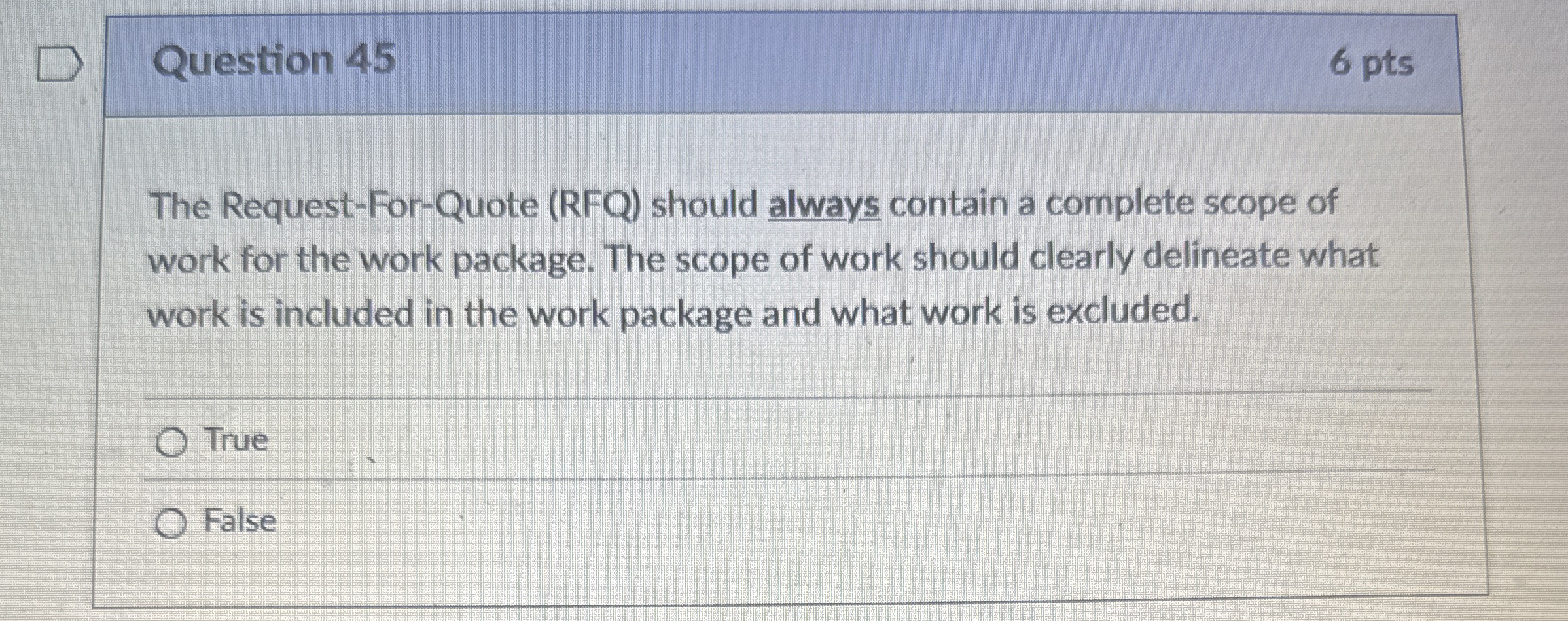 Question 4 5 6 pts The Request - For - Quote (