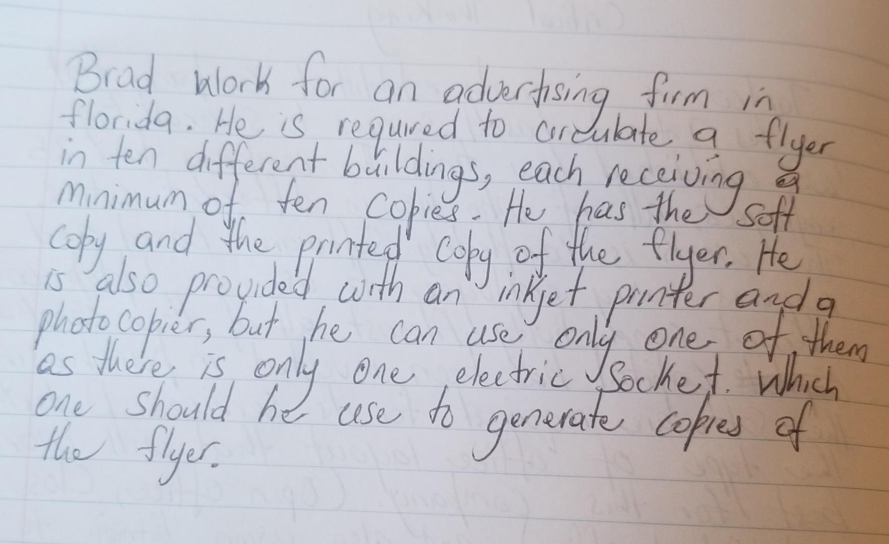 help please..... a Brad work for an advertising