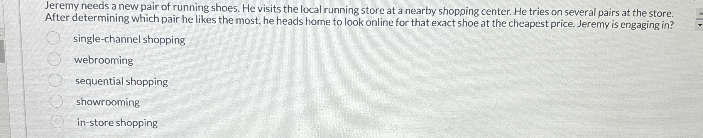 Jeremy needs a new pair of running shoes. He