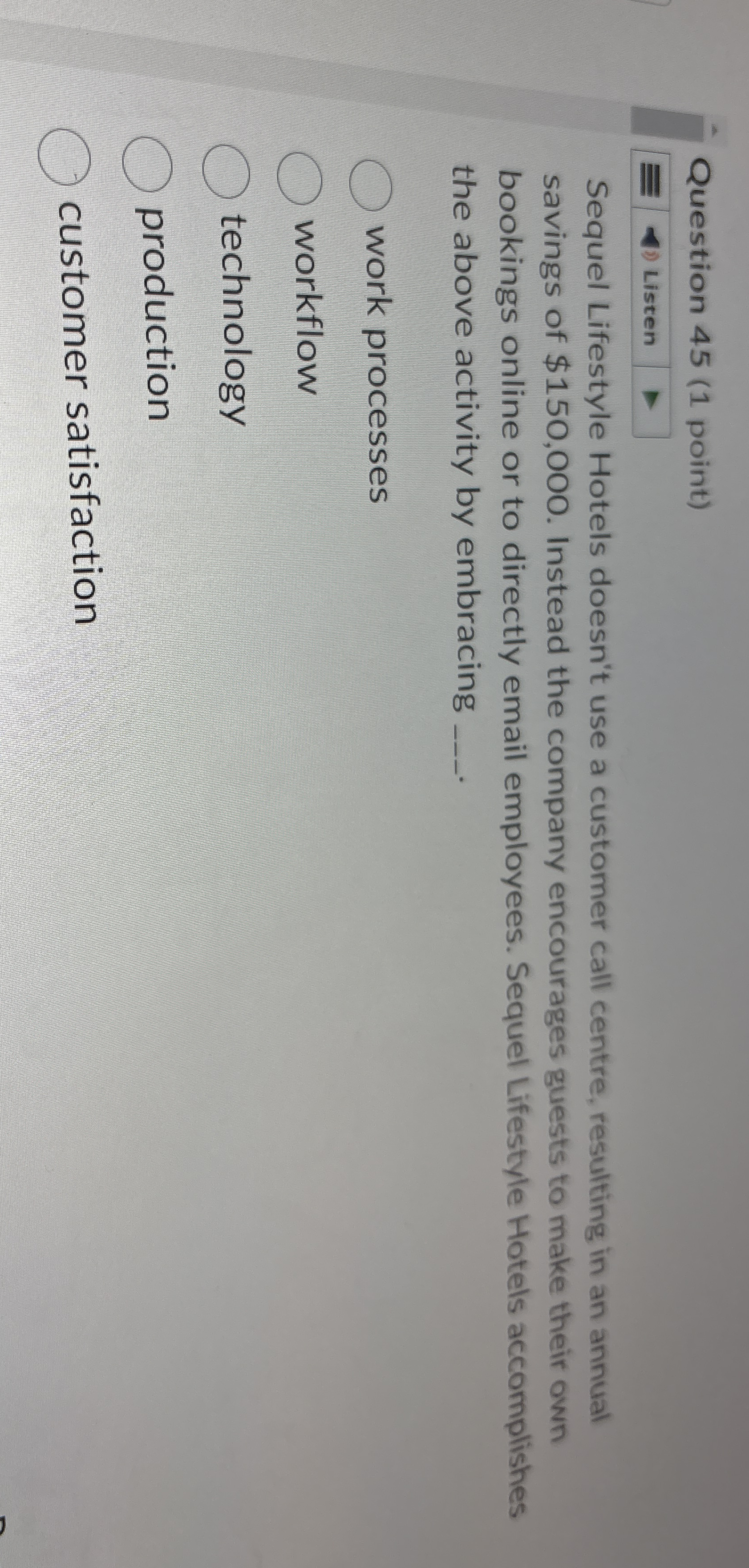 Question 4 5 ( 1 point ) Listen Sequel Lifestyle