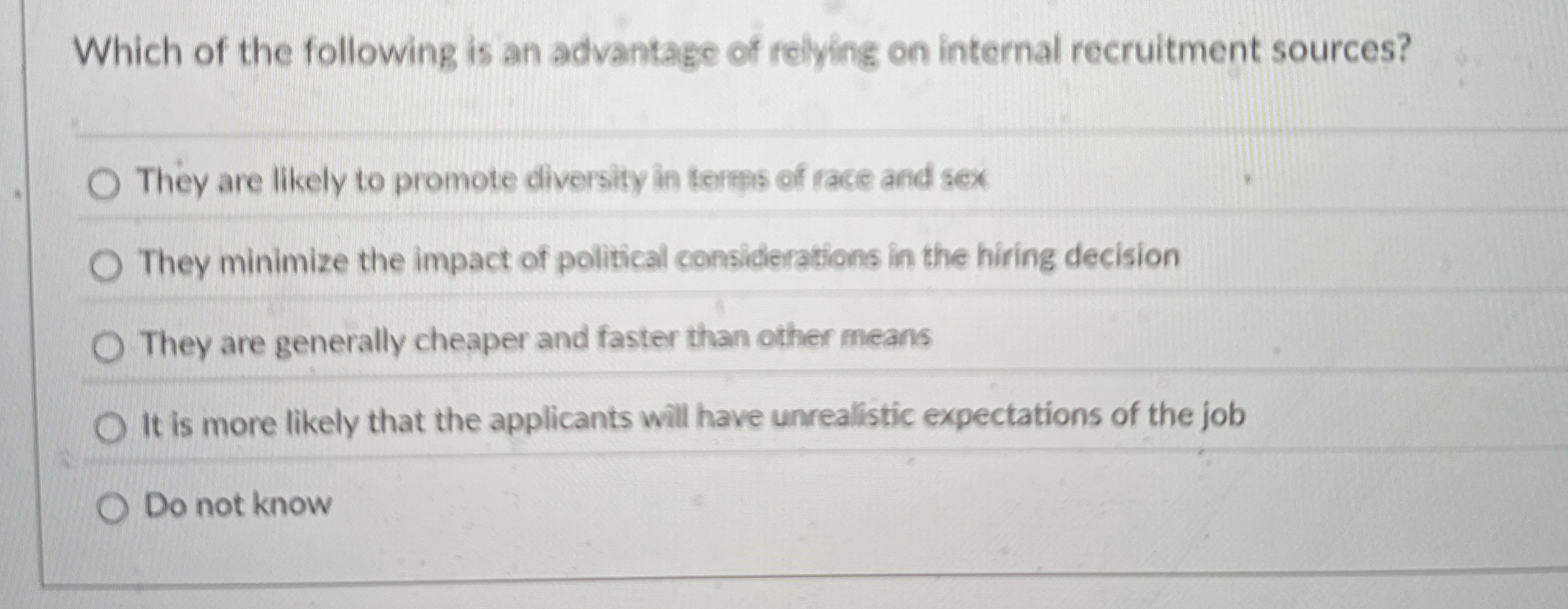 Which of the following is an advantage of relying