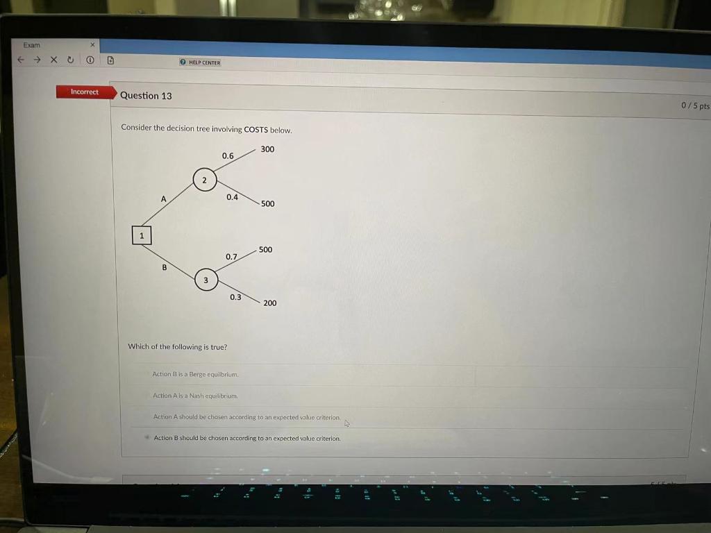 Exam XO G HELP CENTER Incorrect Question 13 075