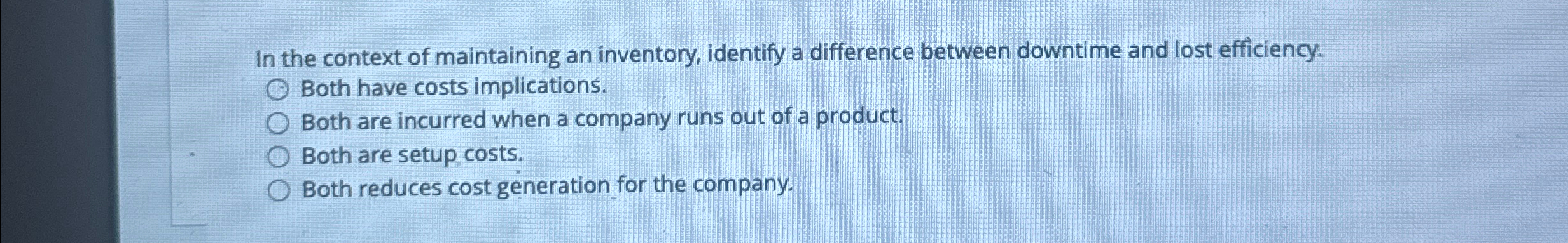 In the context of maintaining an inventory,