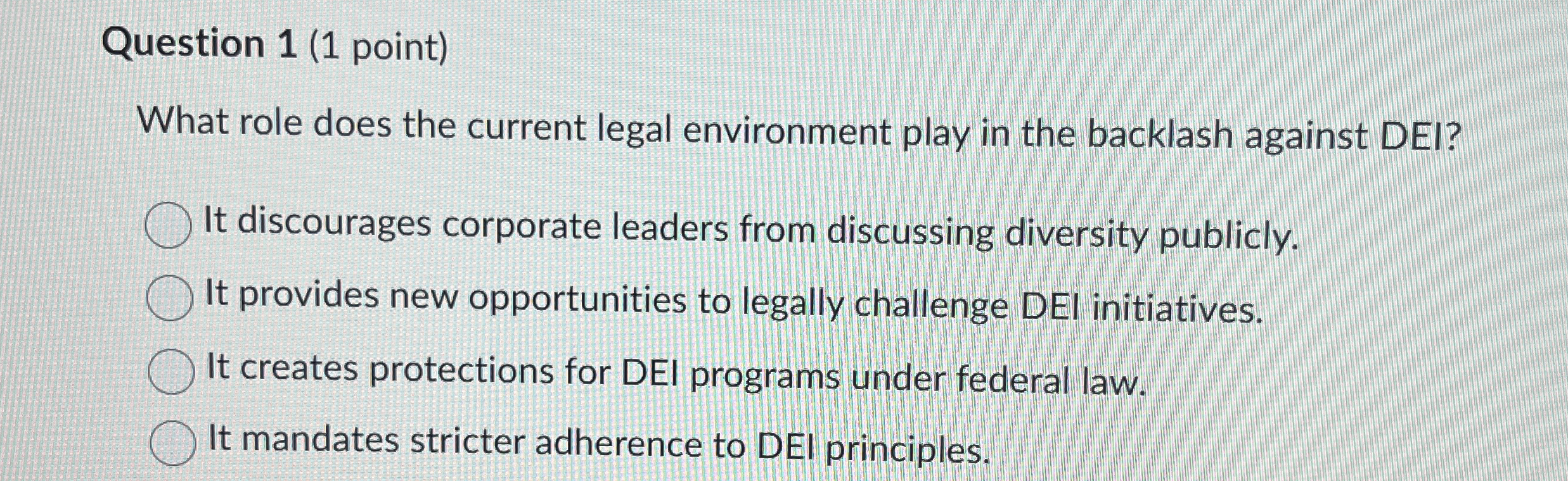 Question 1 ( 1 point ) What role does the current