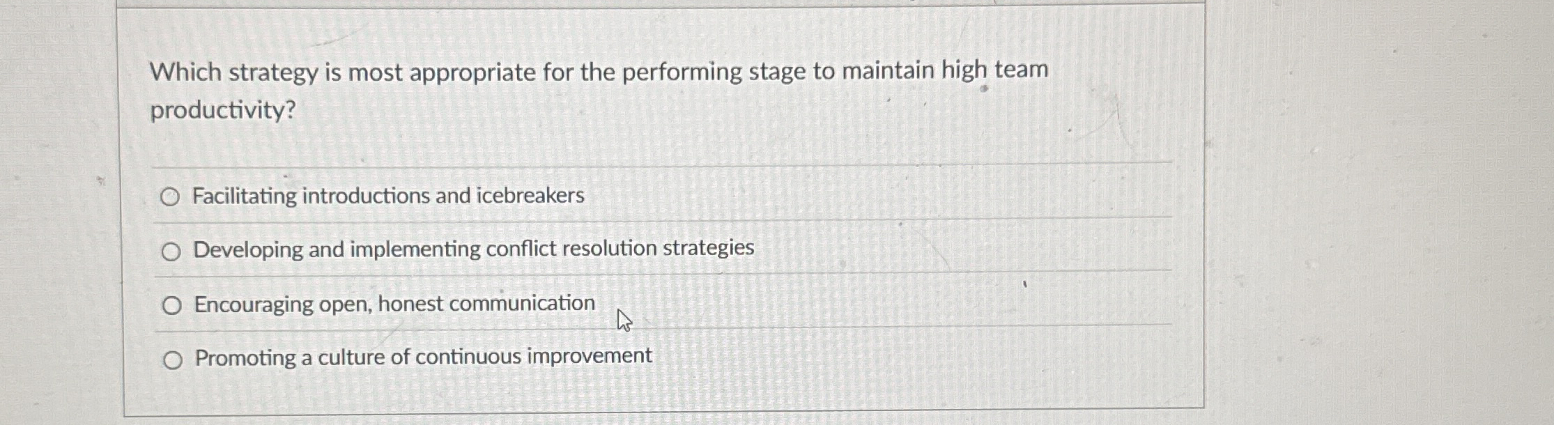 Which strategy is most appropriate for the