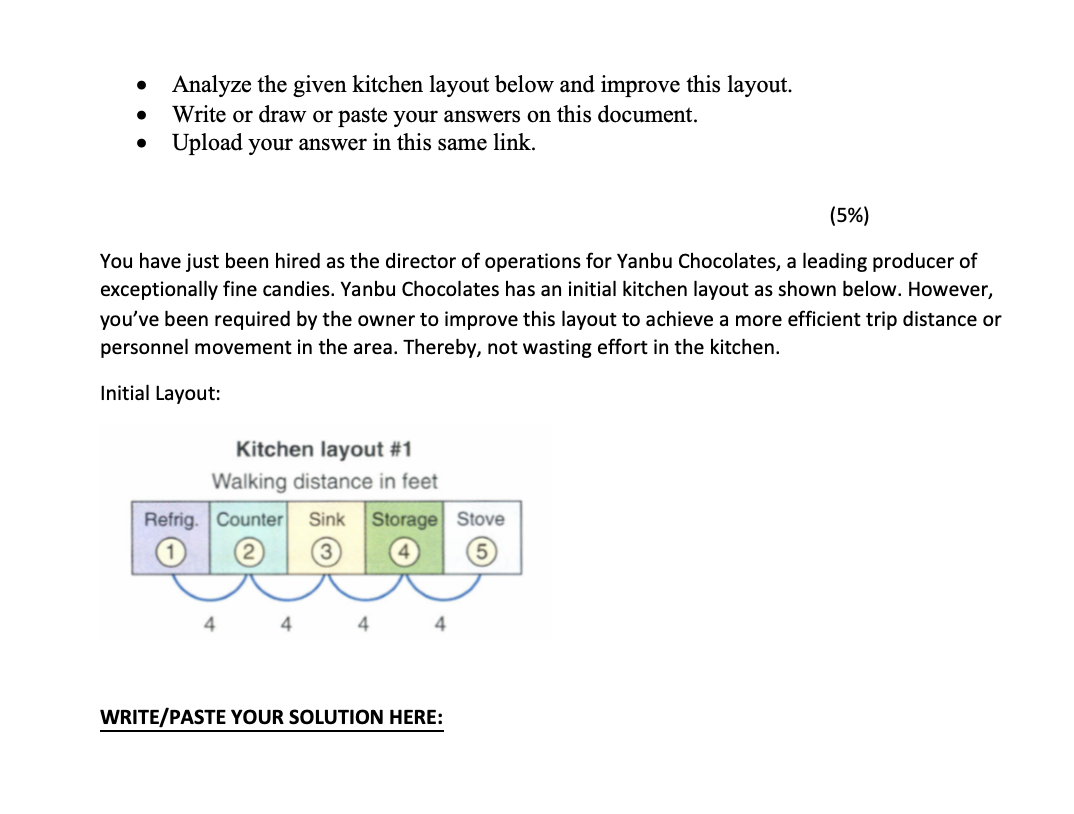 . Analyze the given kitchen layout below and