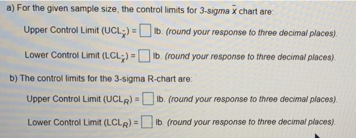 What would be the cotrol limits (UCL & LCL) for