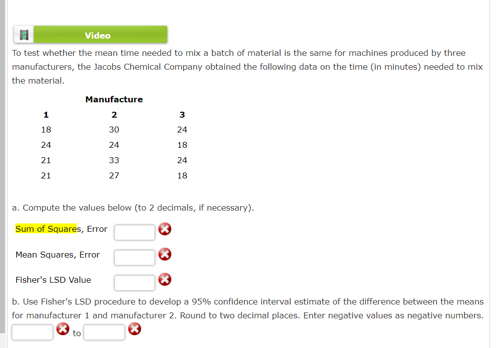 Video To test whether the mean time needed to mix