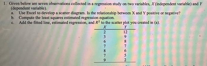 a. 1. Given below are seven observations