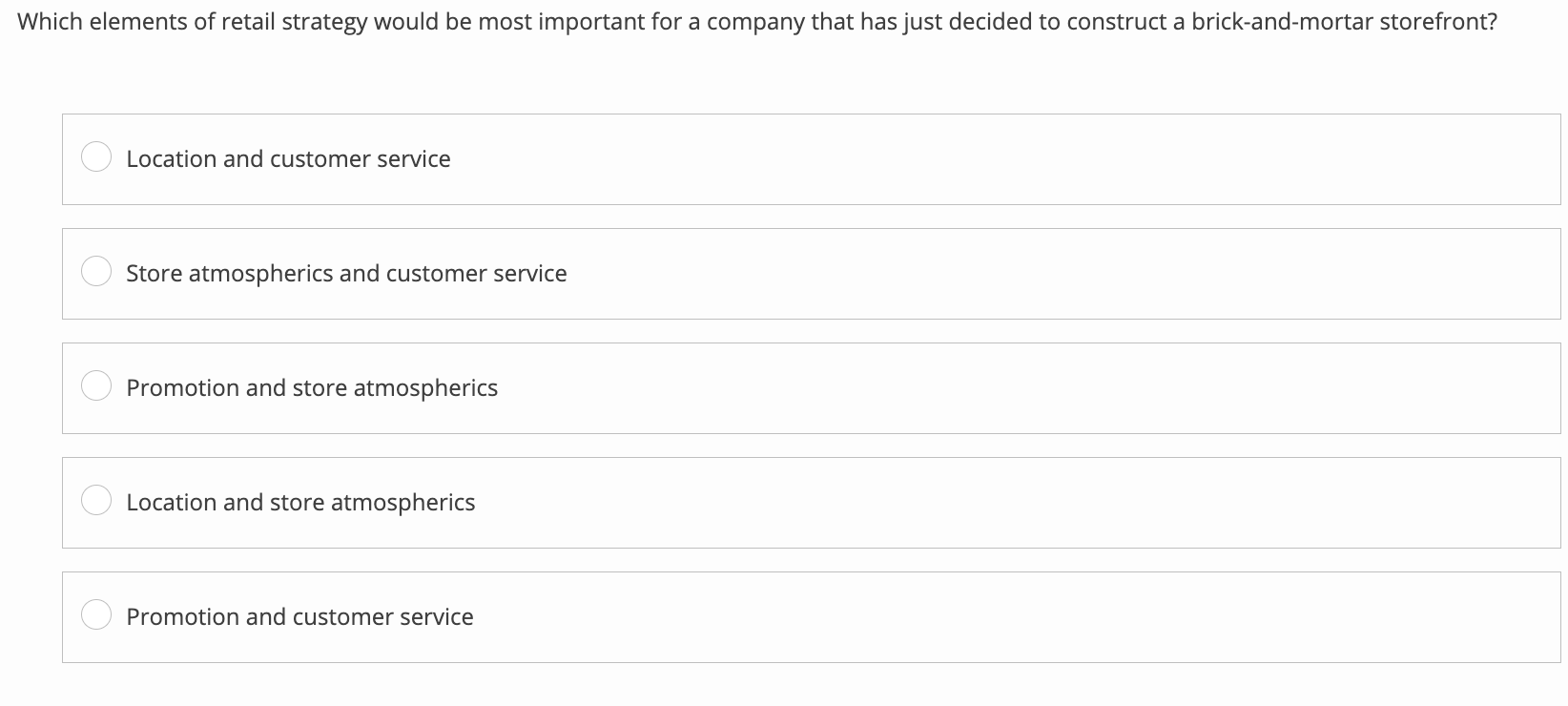 Which elements of retail strategy would be most