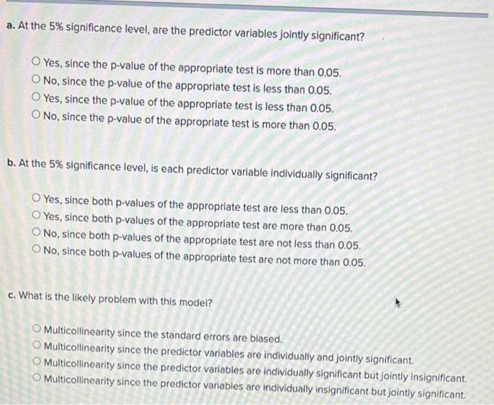 Using 20 observations, the multiple regression