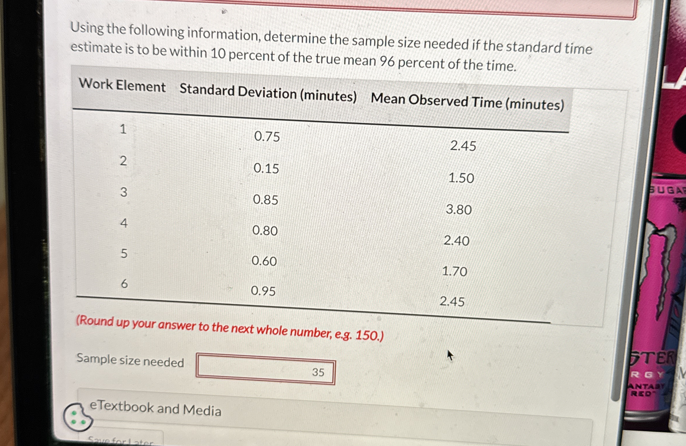 Using the following information, determine the