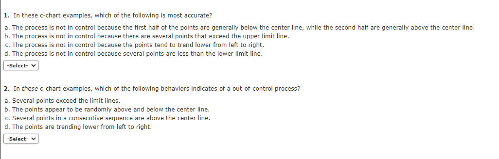 1. In these c-chart examples, which of the