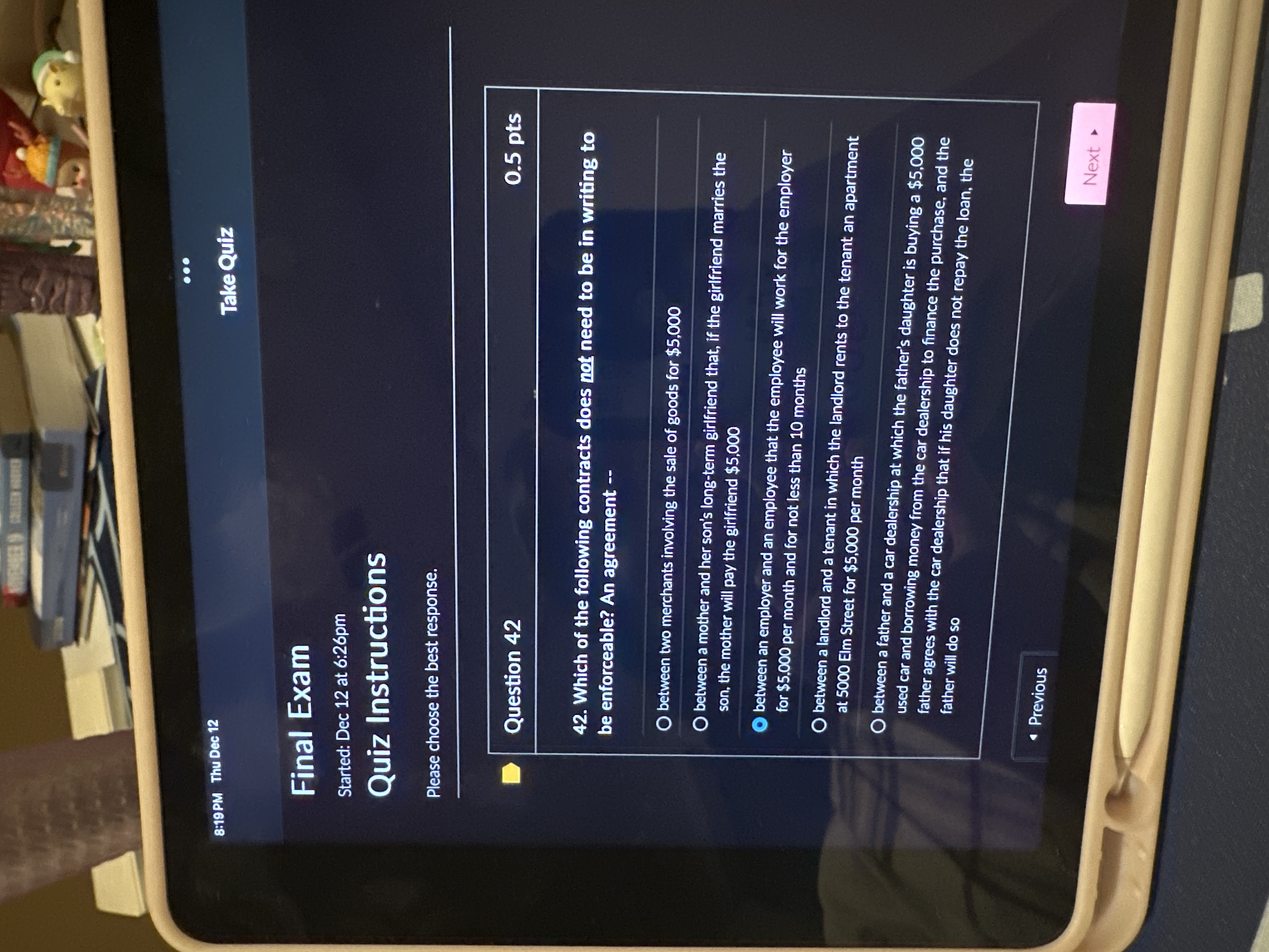 Question 4 2 0 . 5 pts 4 2 . Which of the