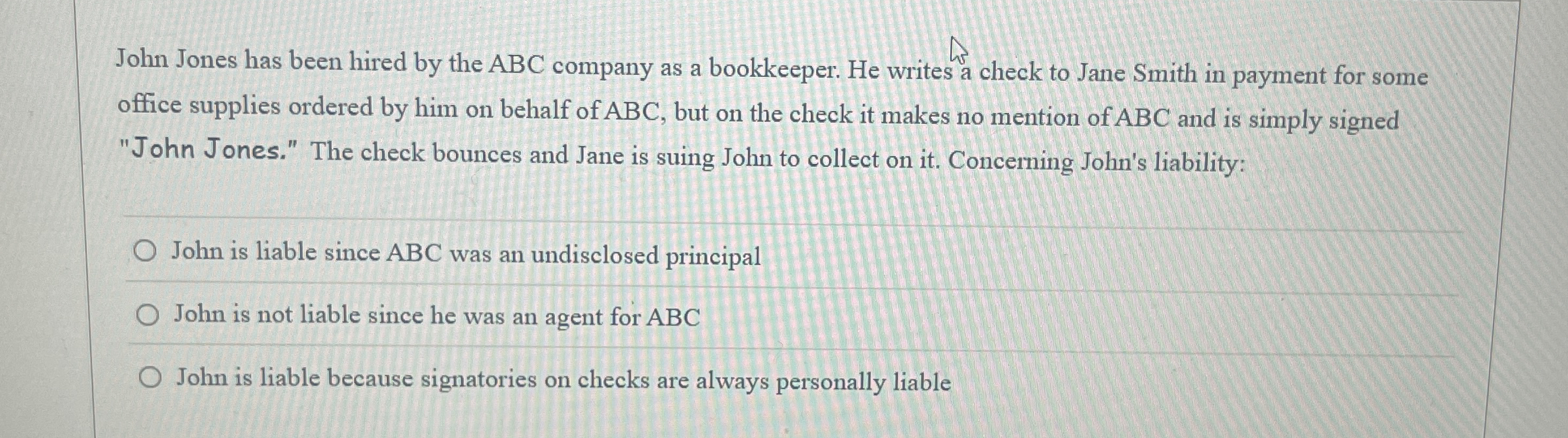 John Jones has been hired by the ABC company as a