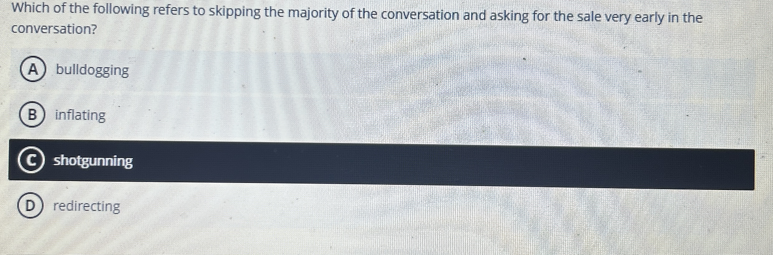 Which of the following refers to skipping the
