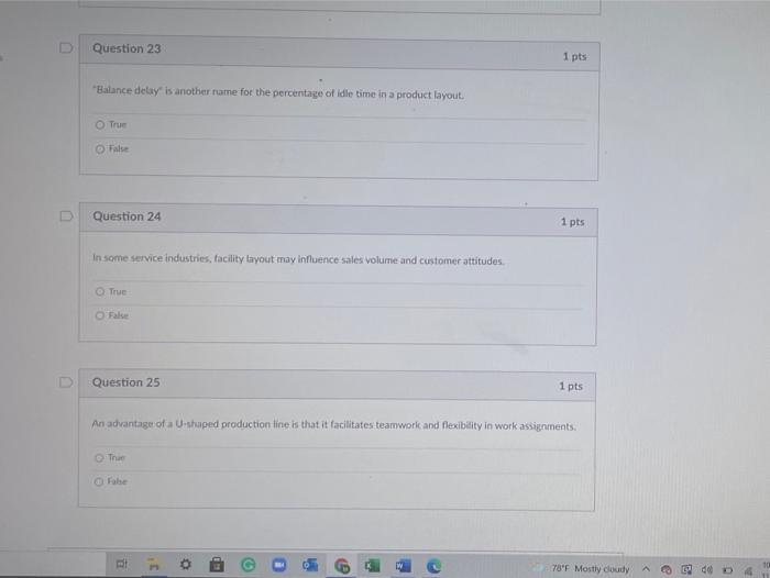 Question 23 1 pts Balance delay is another name
