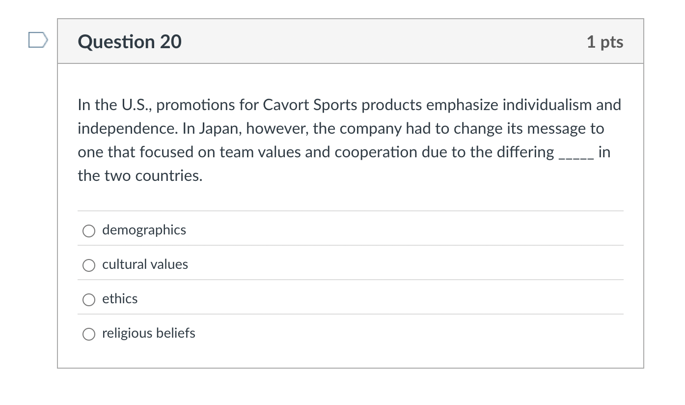 Question 2 0 In the U . S . , promotions for