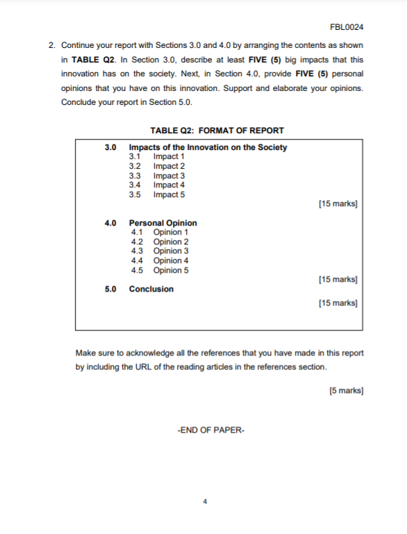 FBL0024 EXTENDED ASSIGNMENT [100 MARKS] Write ONE