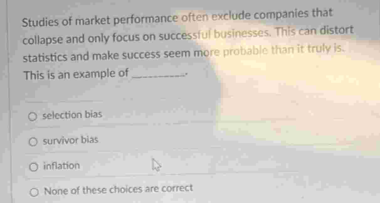 Studies of market performance often exclude