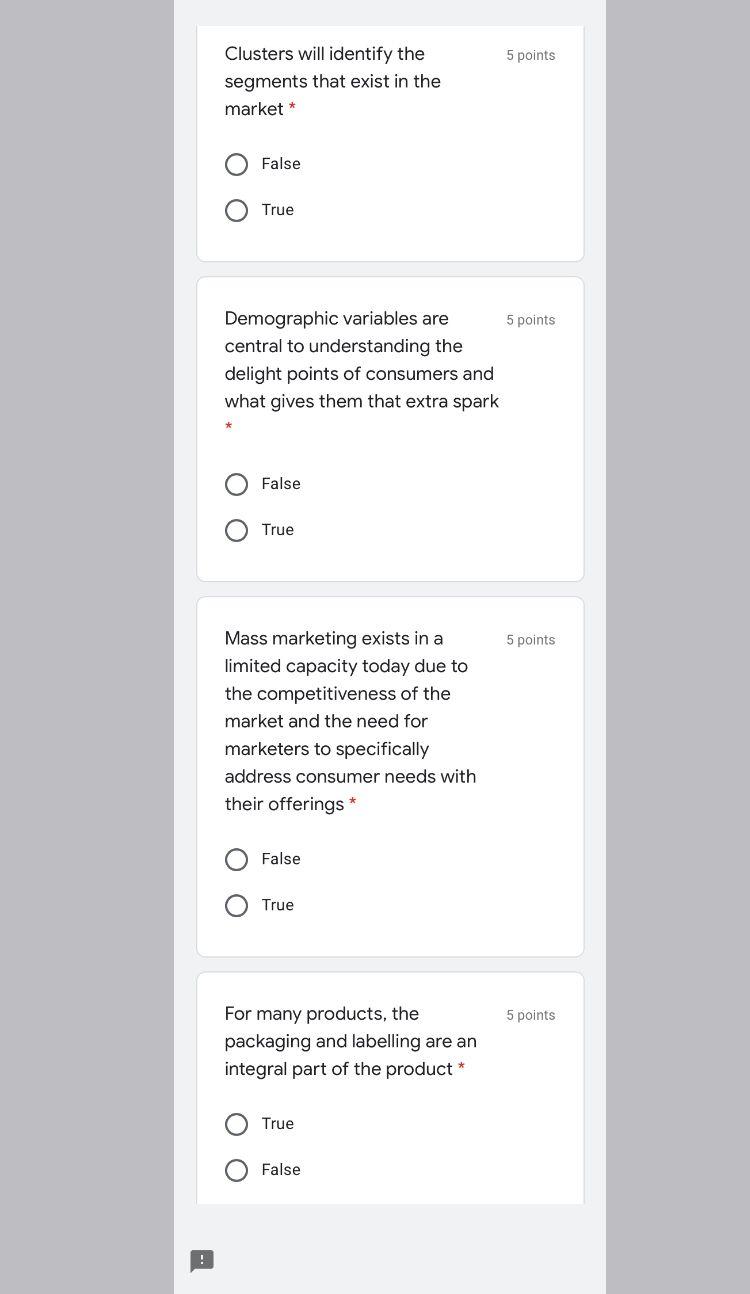 5 points Clusters will identify the segments that