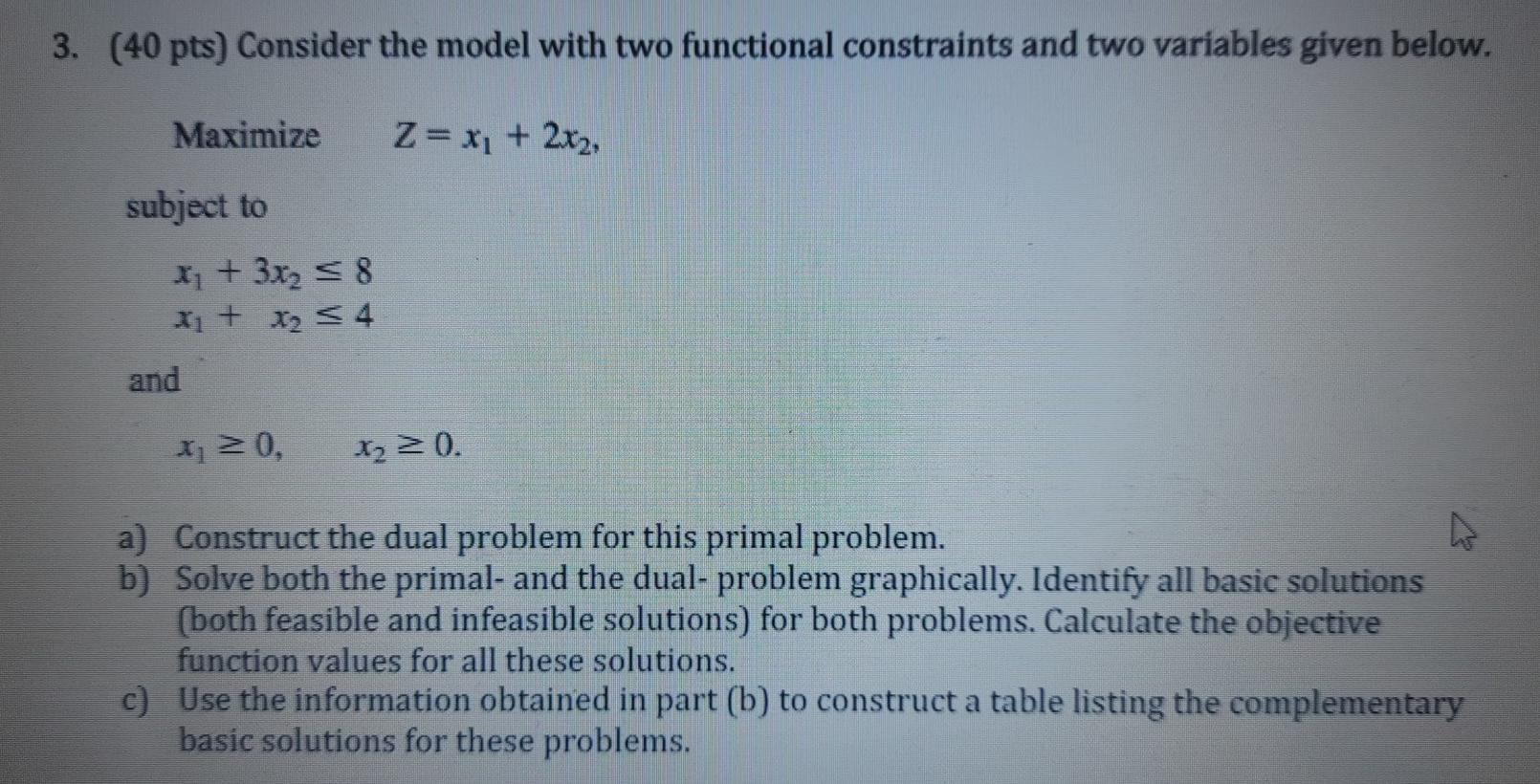 3. (40 pts) Consider the model with two