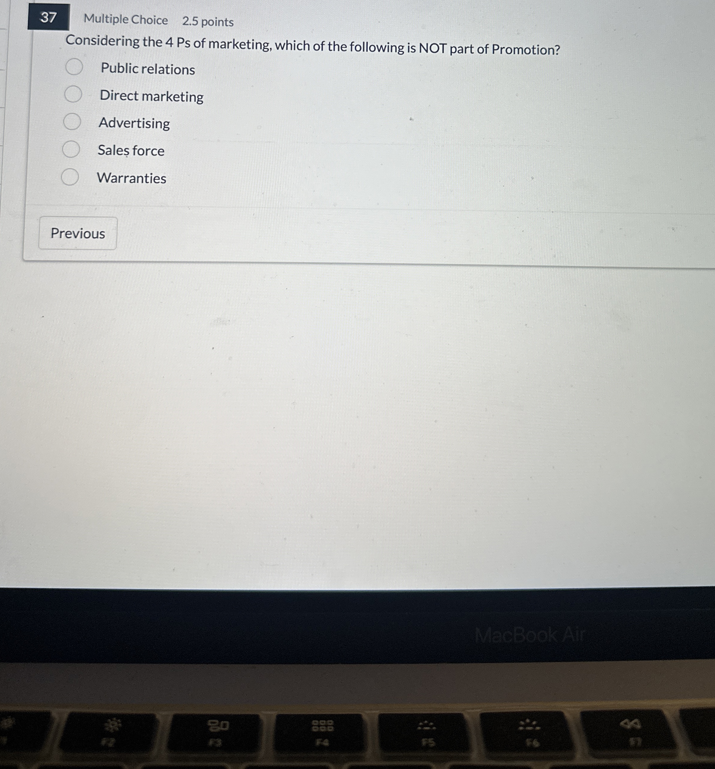 3 7 Multiple Choice 2 . 5 points Considering the