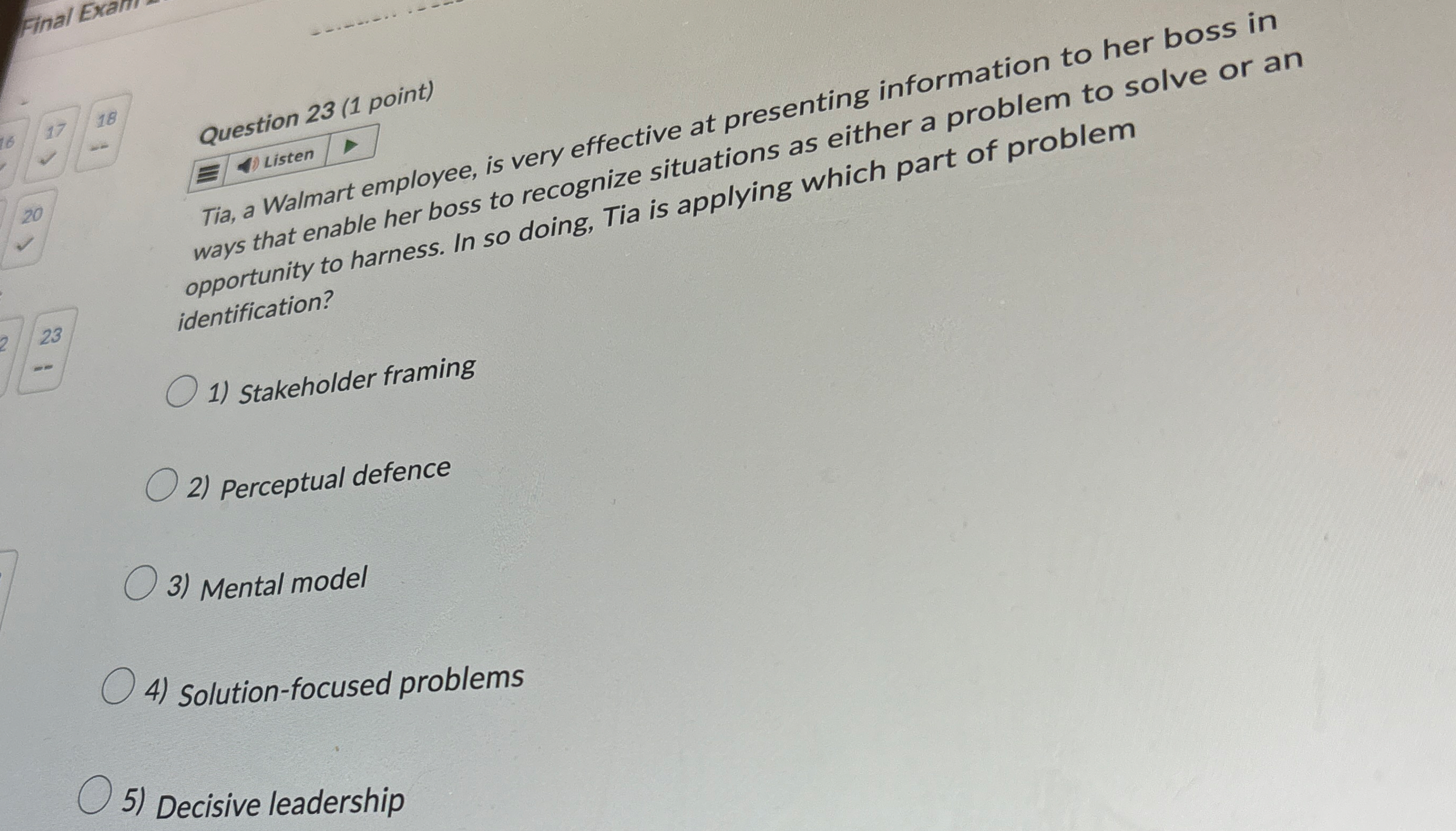 Question 2 3 ( 1 point ) Listen Tia, a Walmart
