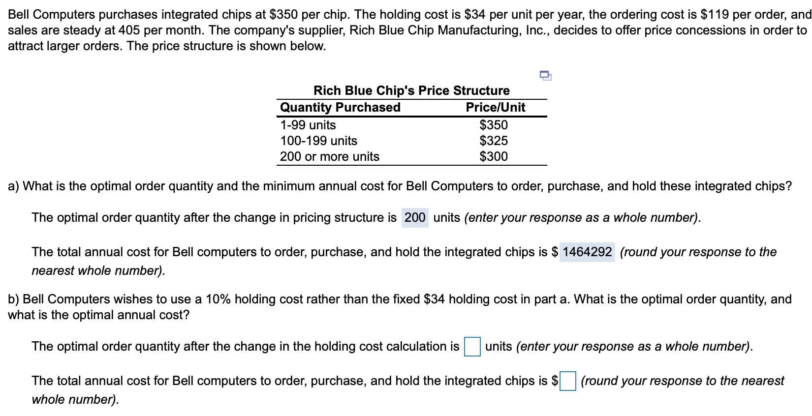 Bell Computers purchases integrated chips at $350