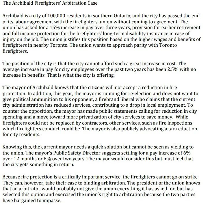 Write the negotiation for union side. The