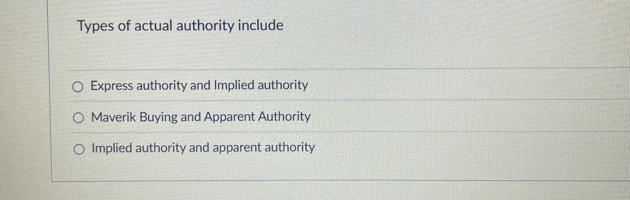 Types of actual authority include Express