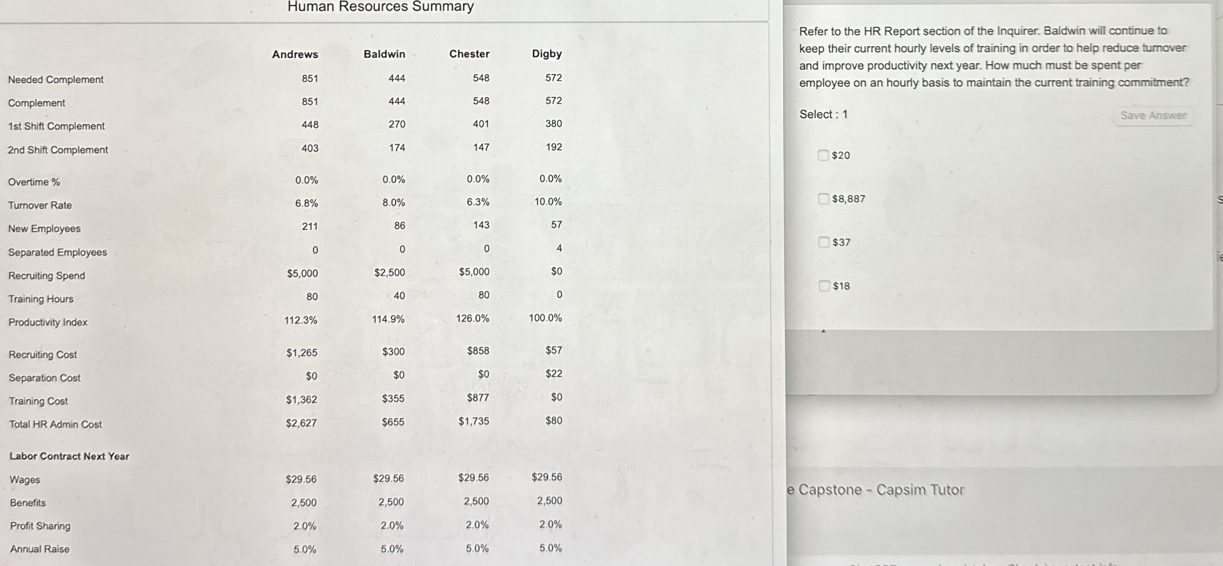Refer to the HR report section. Baldwin will
