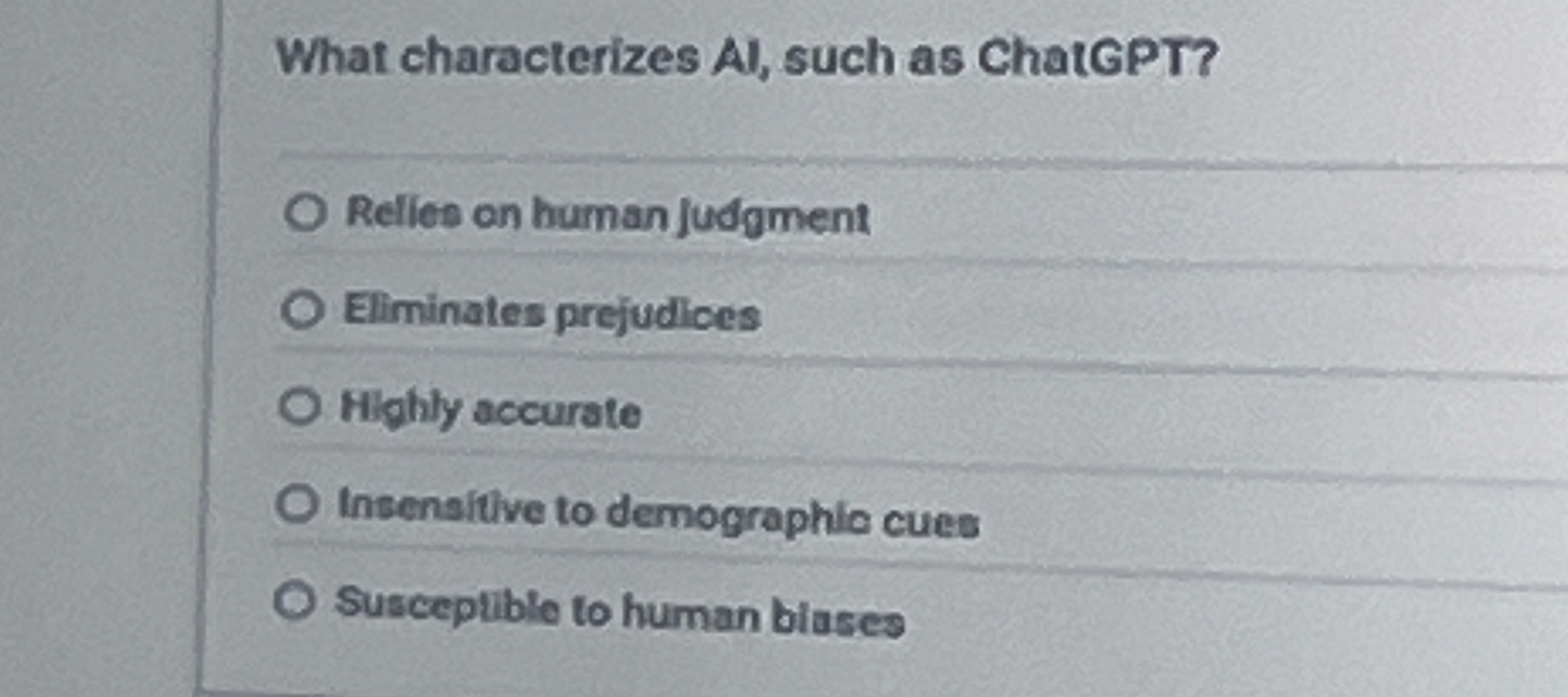 What characterizes AI , such as ChatGPT? Relies