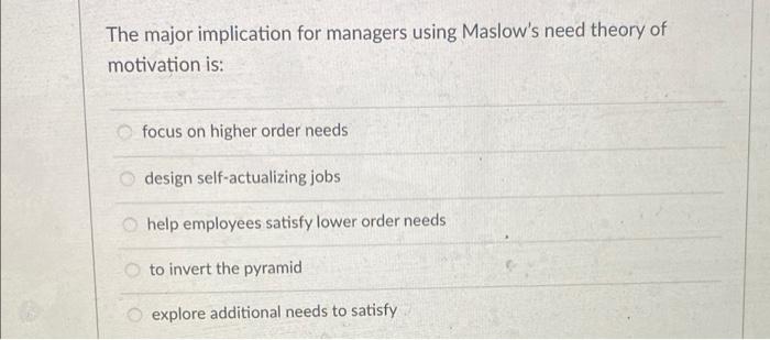 answer all thanks The major implication for