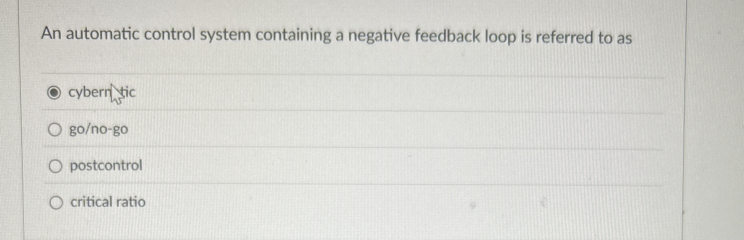 An automatic control system containing a negative
