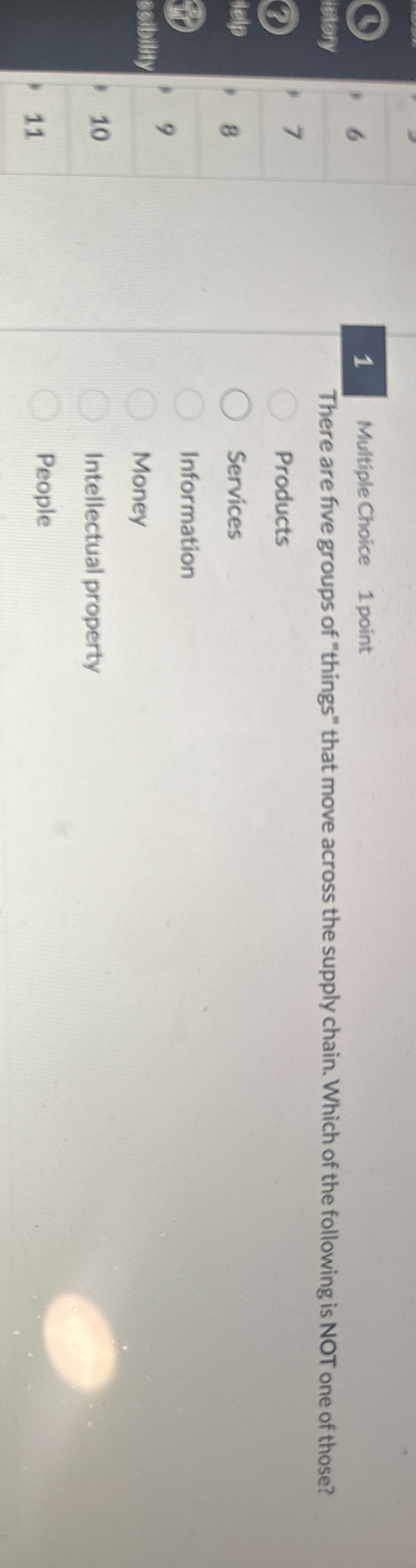 1 Multiple Choice 1 point There are five groups