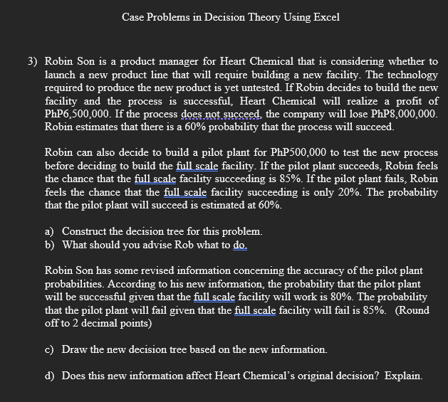 Please use excel in solving show complete