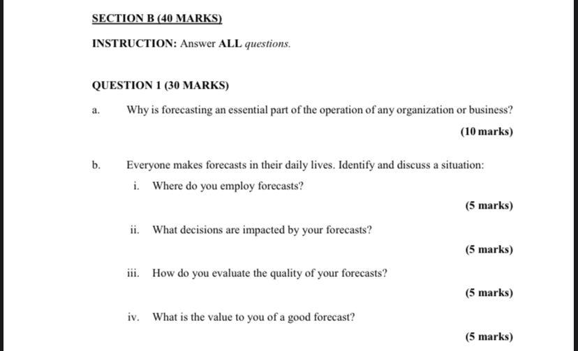 SECTION B (40 MARKS) INSTRUCTION: Answer ALL