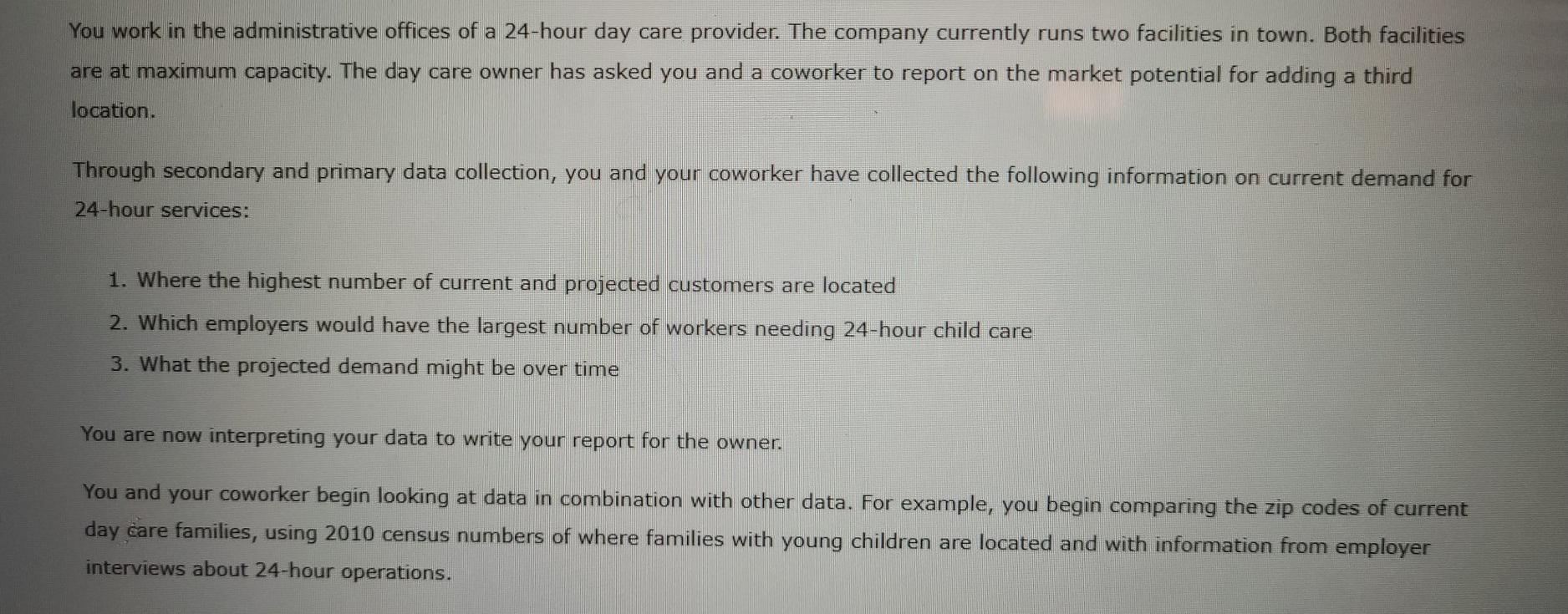 You work in the administrative offices of a