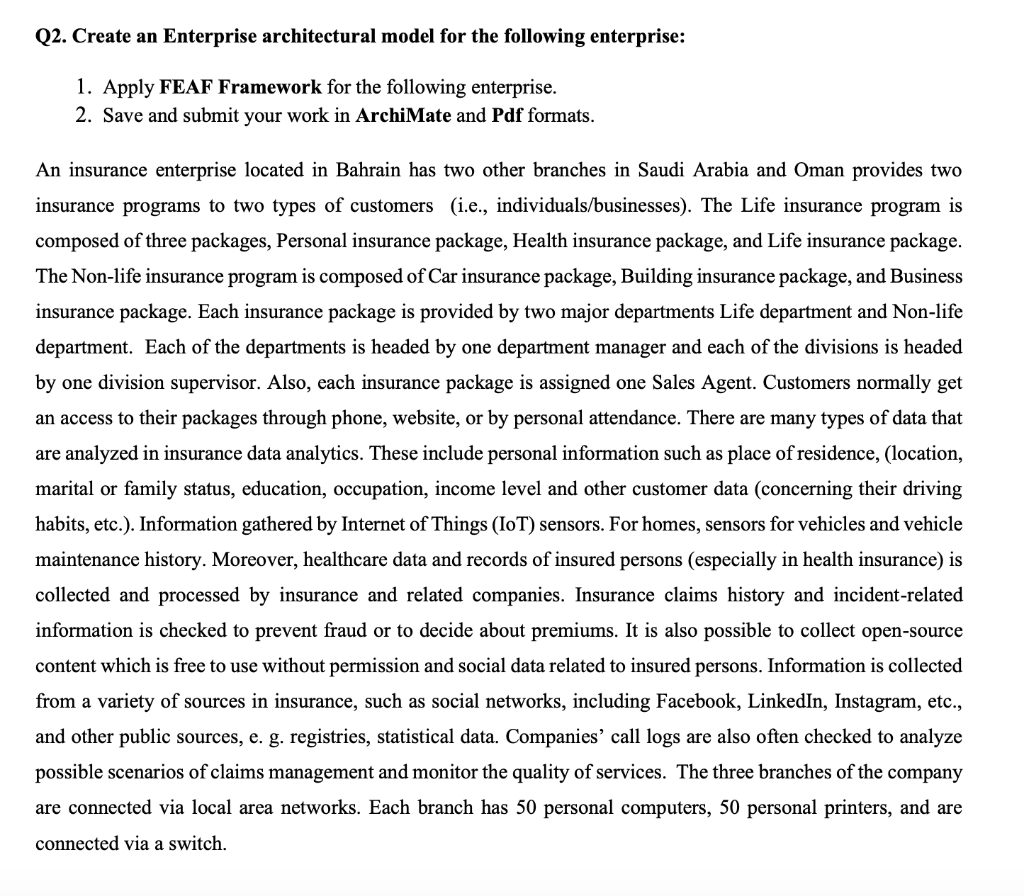 the Course is : Enterprise Architecture Q2.