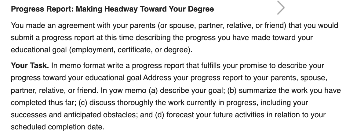 What would be the conclusion?? Progress Report: