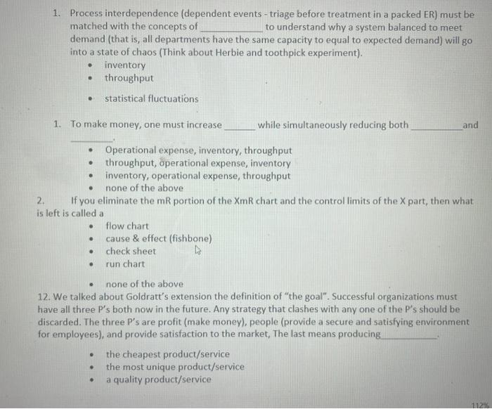 1. Process interdependence (dependent events -