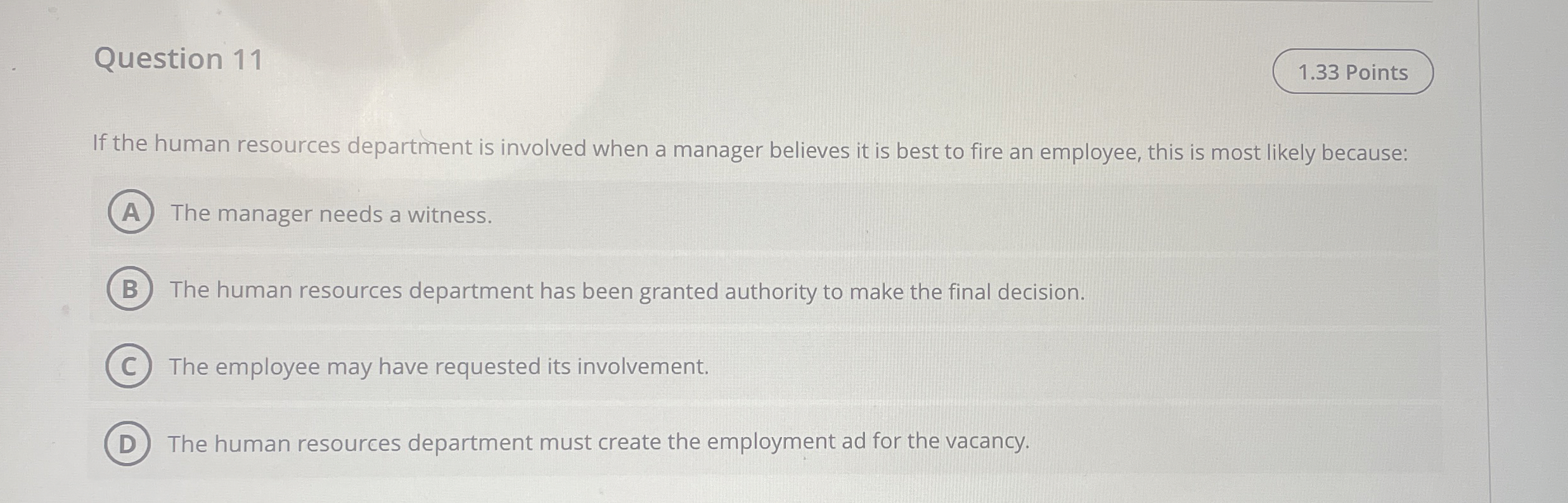 Question 1 1 1 . 3 3 Points If the human
