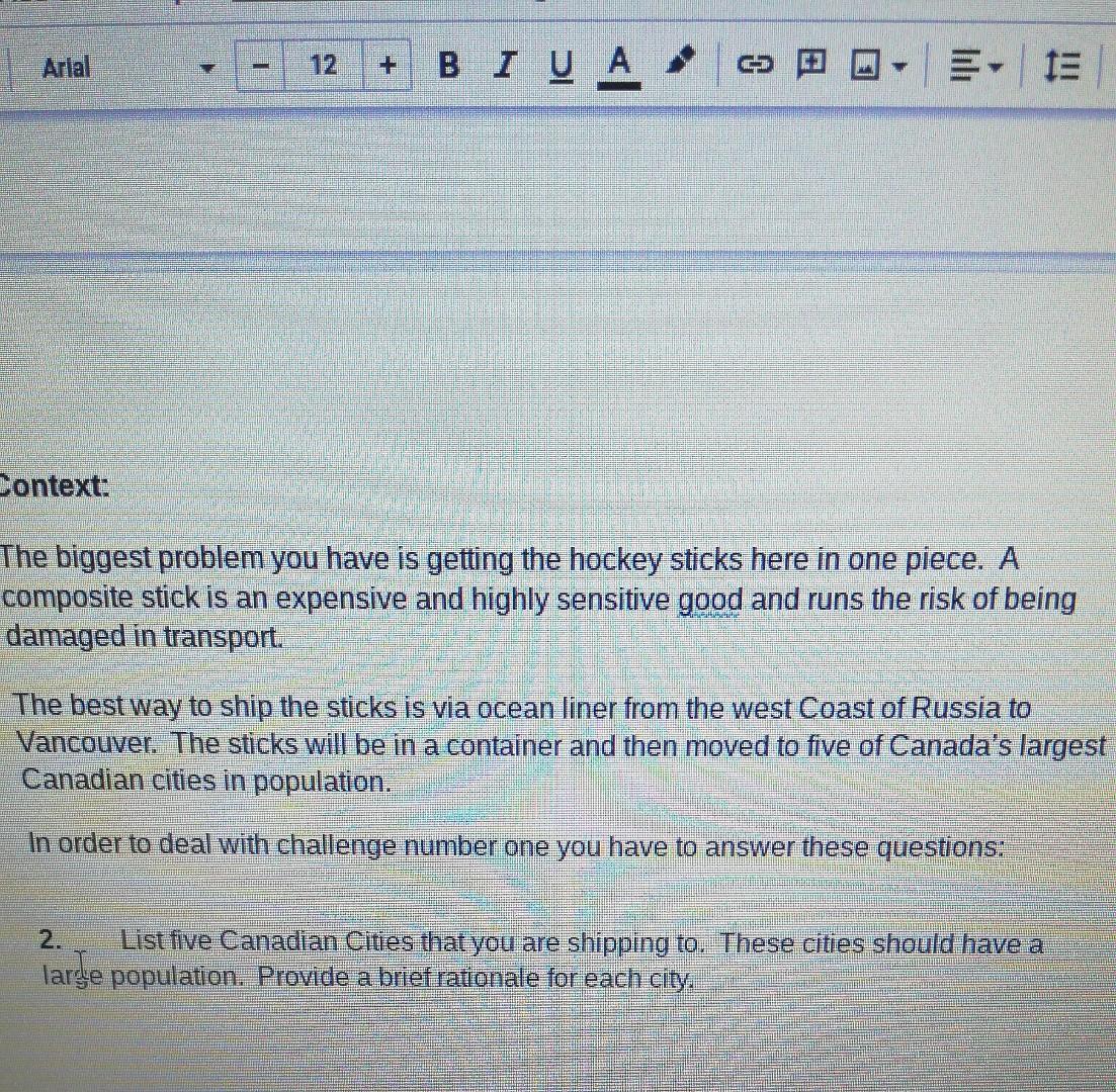 Arial 12 B I V A E. 15 Context: The biggest