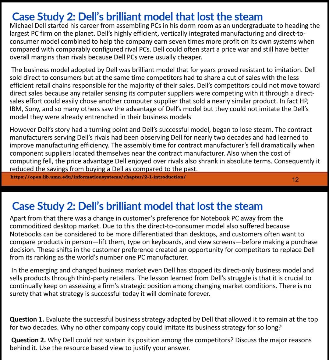 Case Study 2: Dell's brilliant model that lost