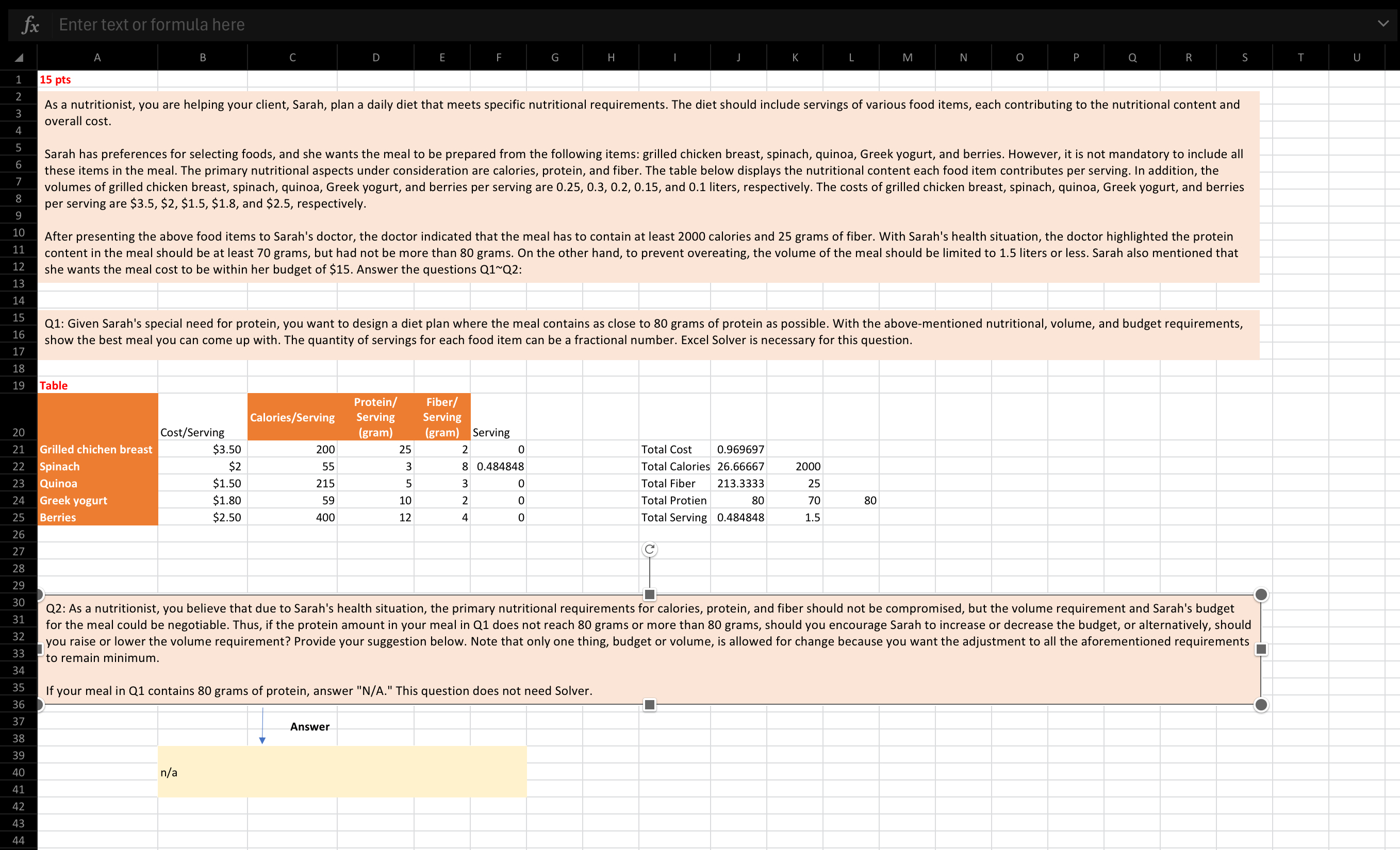 Enter text or formula here 1 5 pts overall cost.