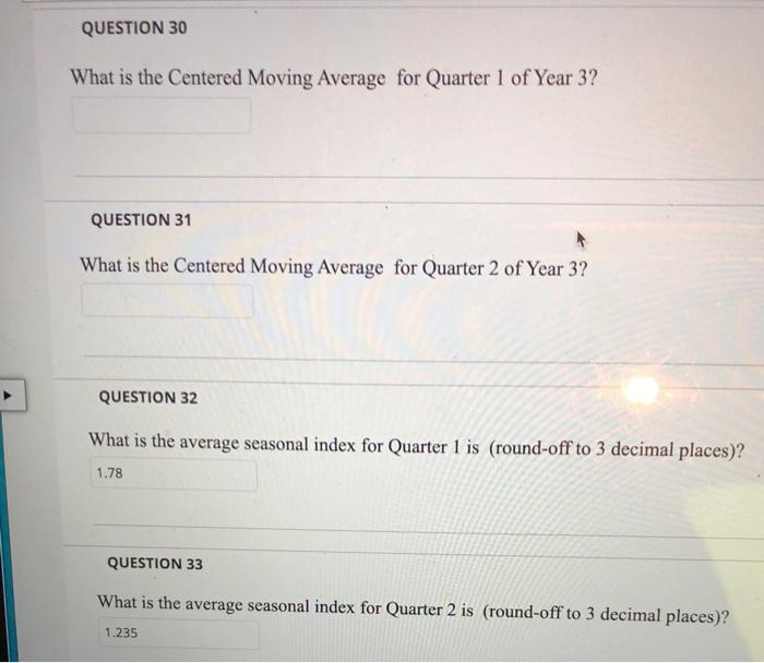 help please PROBLEM #3: The quarterly sales data