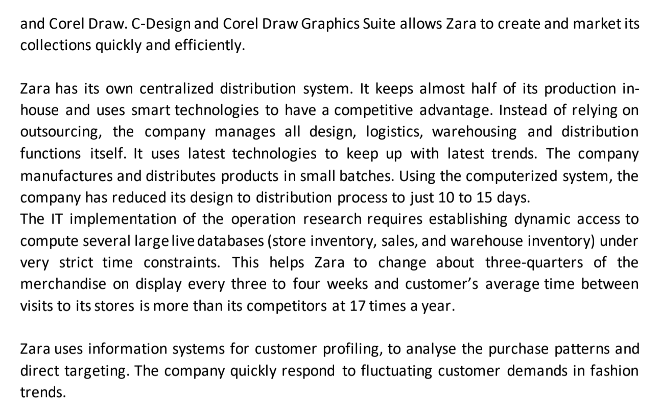 Operations Management QUESTION: Case Study: ZARA