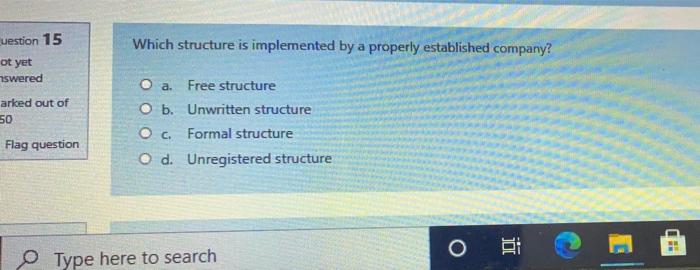 uestion 15 Which structure is implemented by a